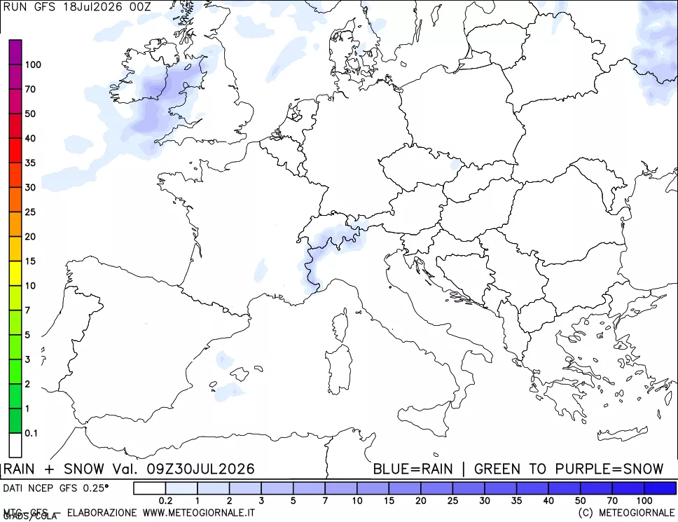 mappa Precipitazioni totali e nevose