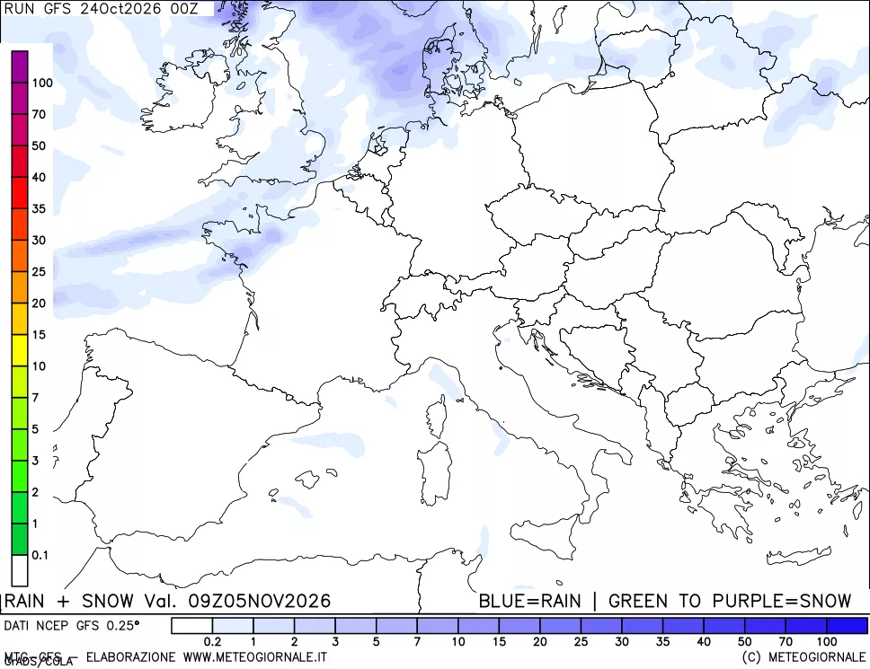 mappa Precipitazioni totali e nevose