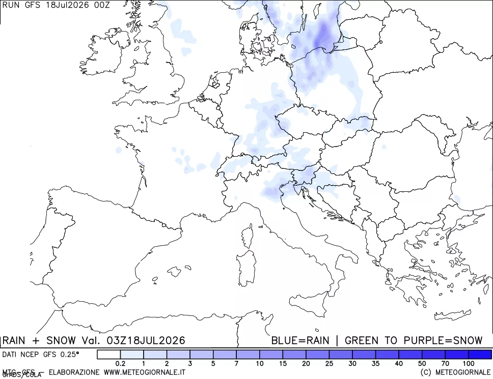 mappa Precipitazioni totali e nevose