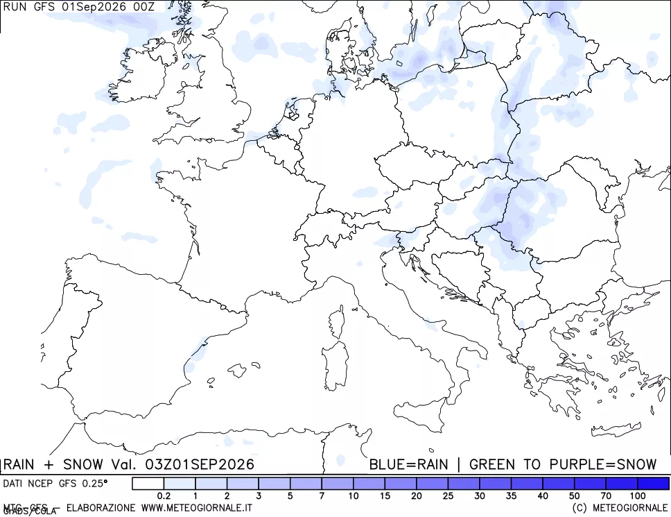 mappa Precipitazioni totali e nevose