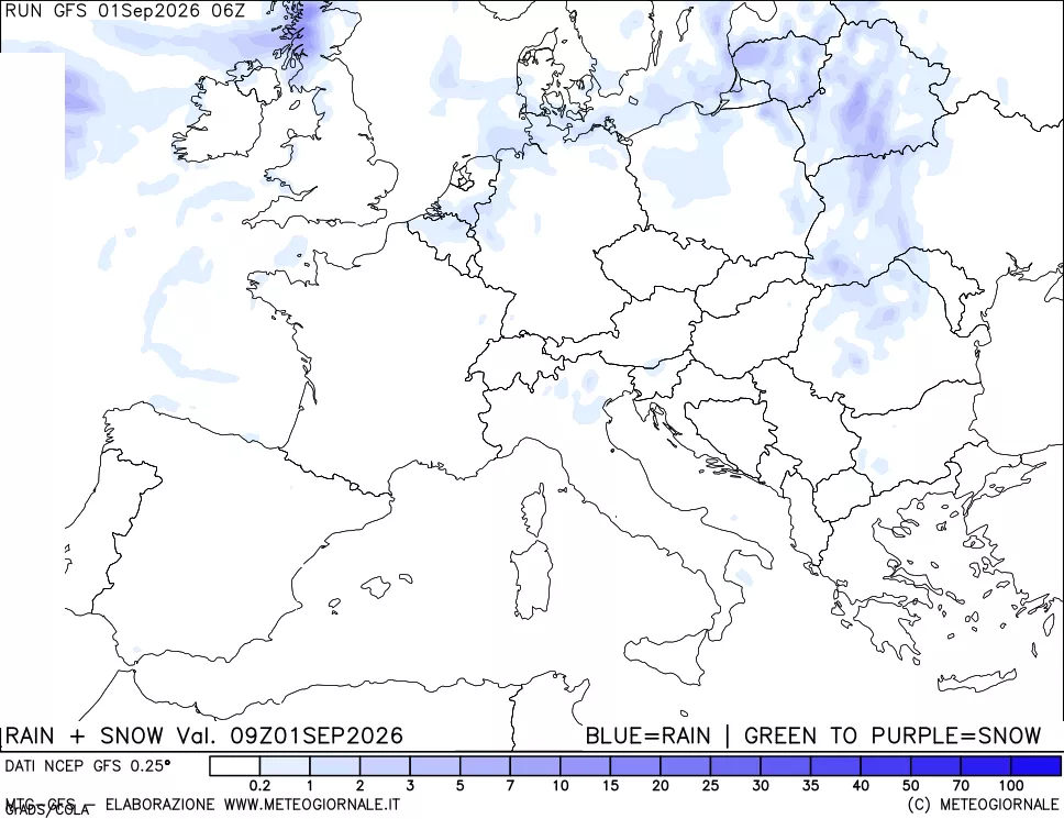 mappa Precipitazioni totali e nevose