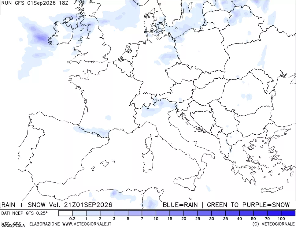 mappa Precipitazioni totali e nevose
