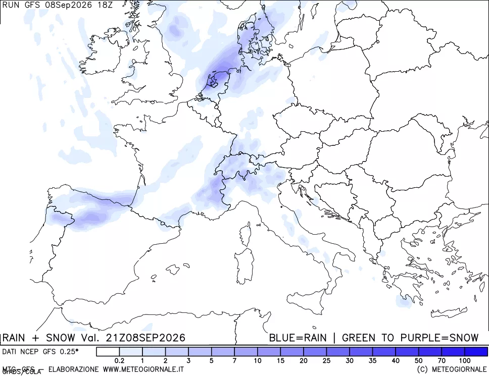 mappa Precipitazioni totali e nevose