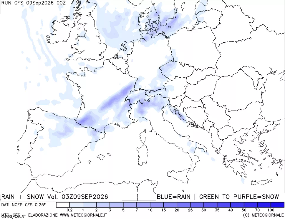 mappa Precipitazioni totali e nevose
