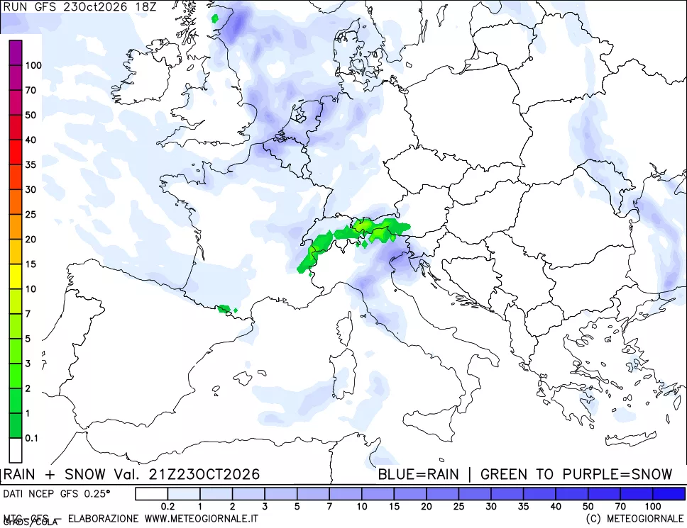 mappa Precipitazioni totali e nevose