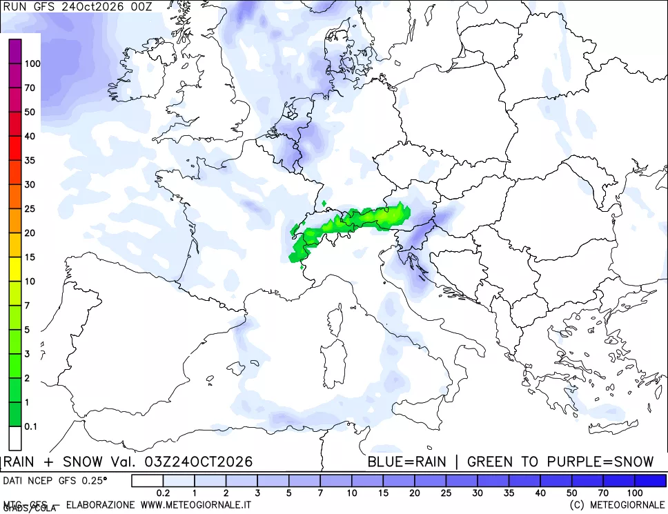 mappa Precipitazioni totali e nevose