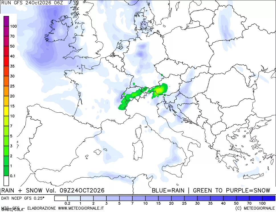 mappa Precipitazioni totali e nevose