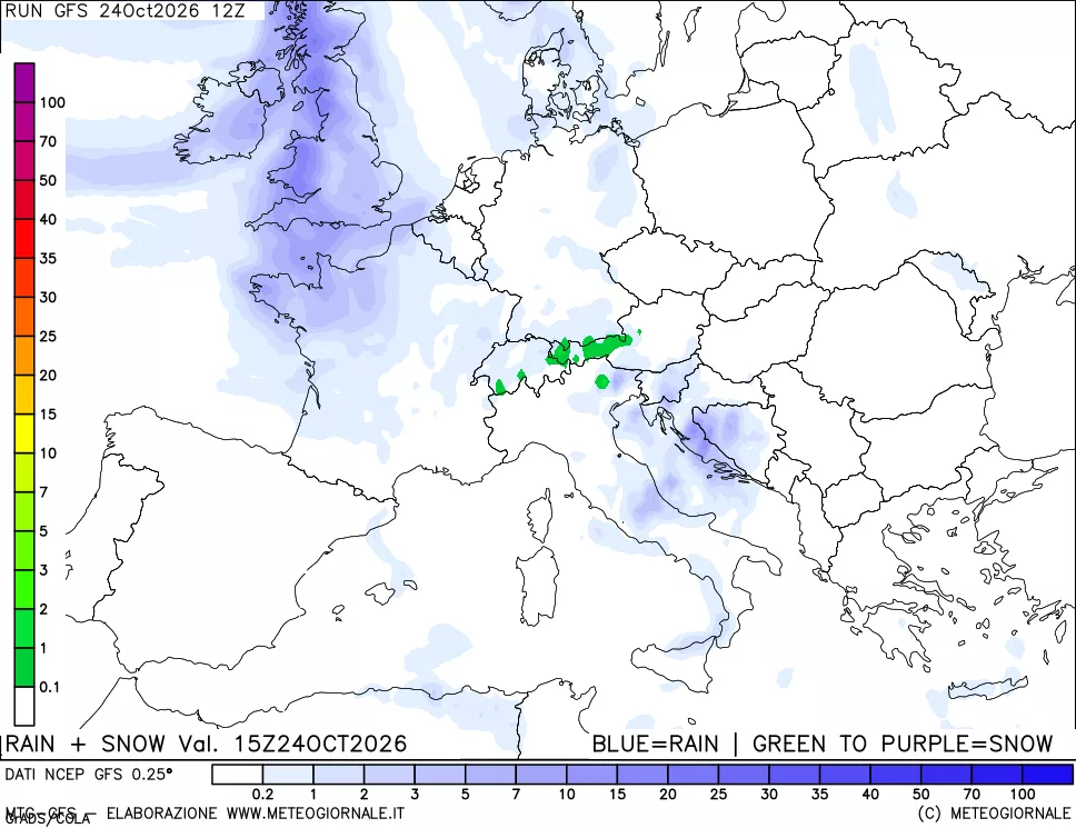 mappa Precipitazioni totali e nevose