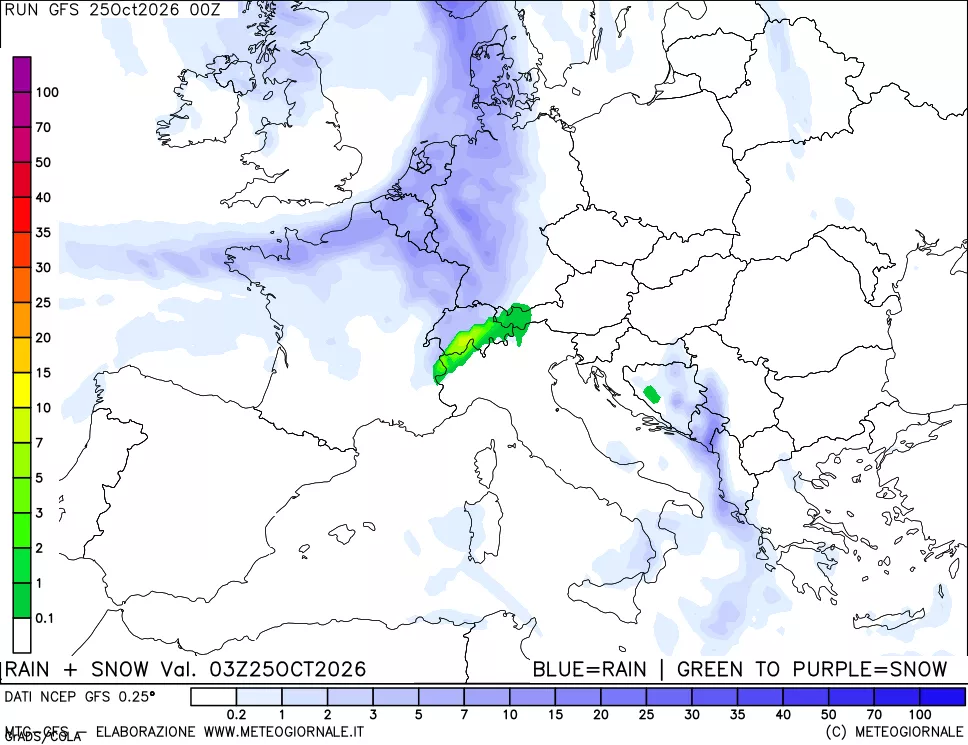 mappa Precipitazioni totali e nevose