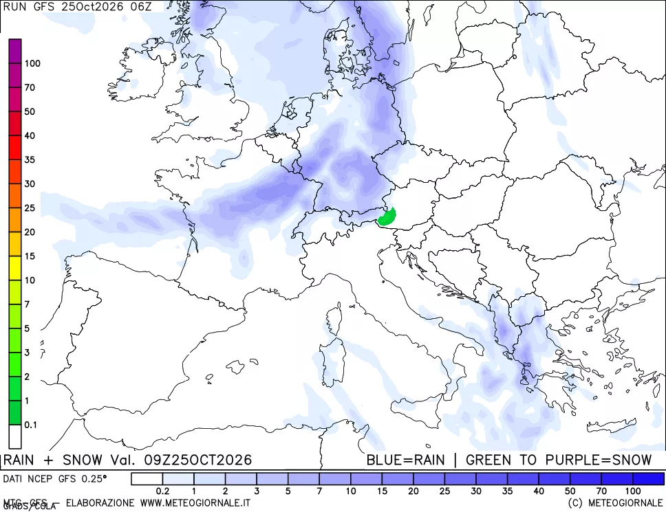 mappa Precipitazioni totali e nevose