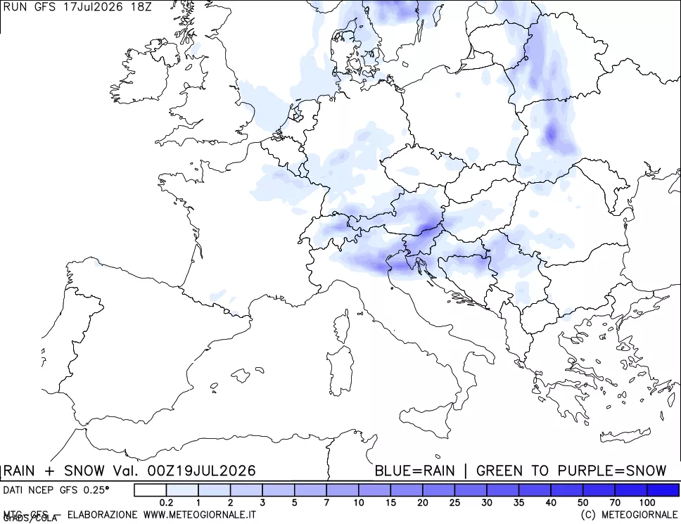 mappa Precipitazioni totali e nevose