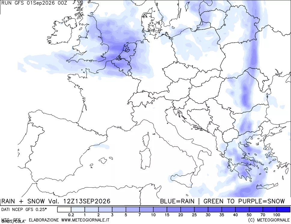 mappa Precipitazioni totali e nevose