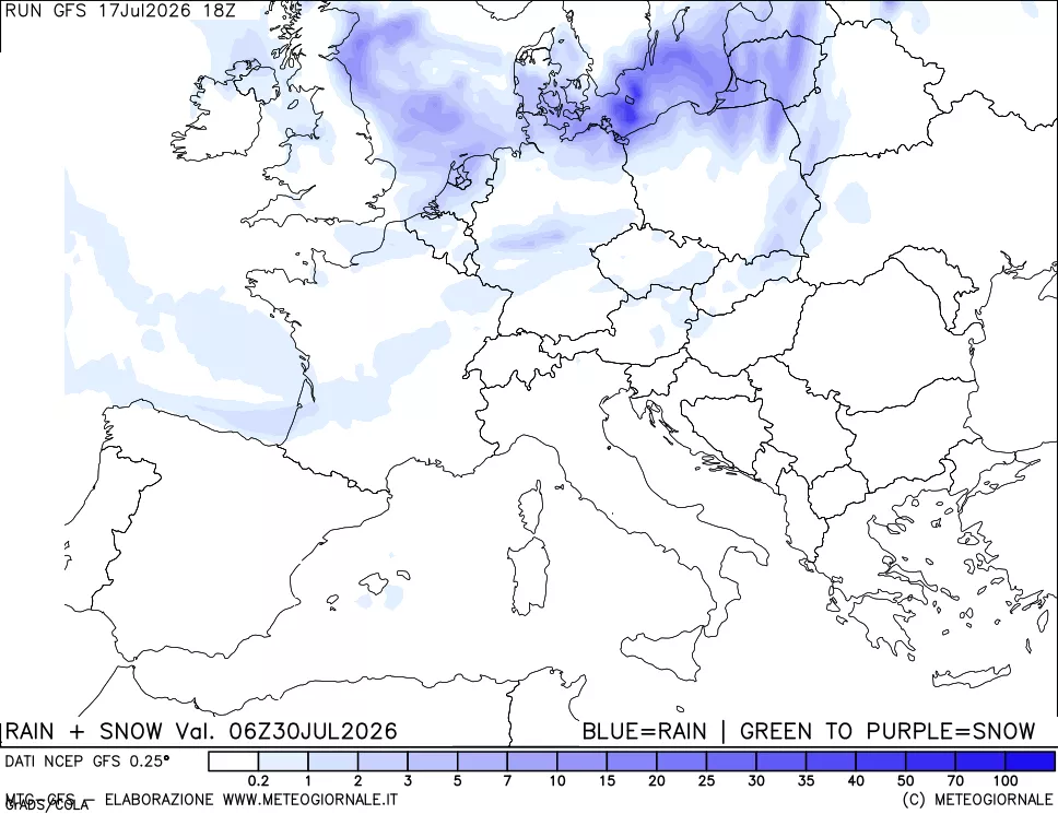 mappa Precipitazioni totali e nevose