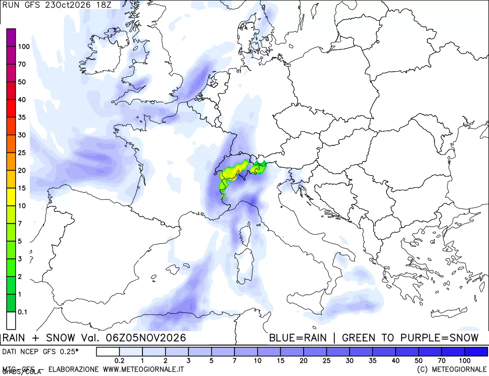 mappa Precipitazioni totali e nevose