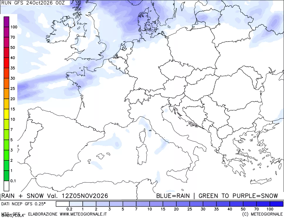 mappa Precipitazioni totali e nevose