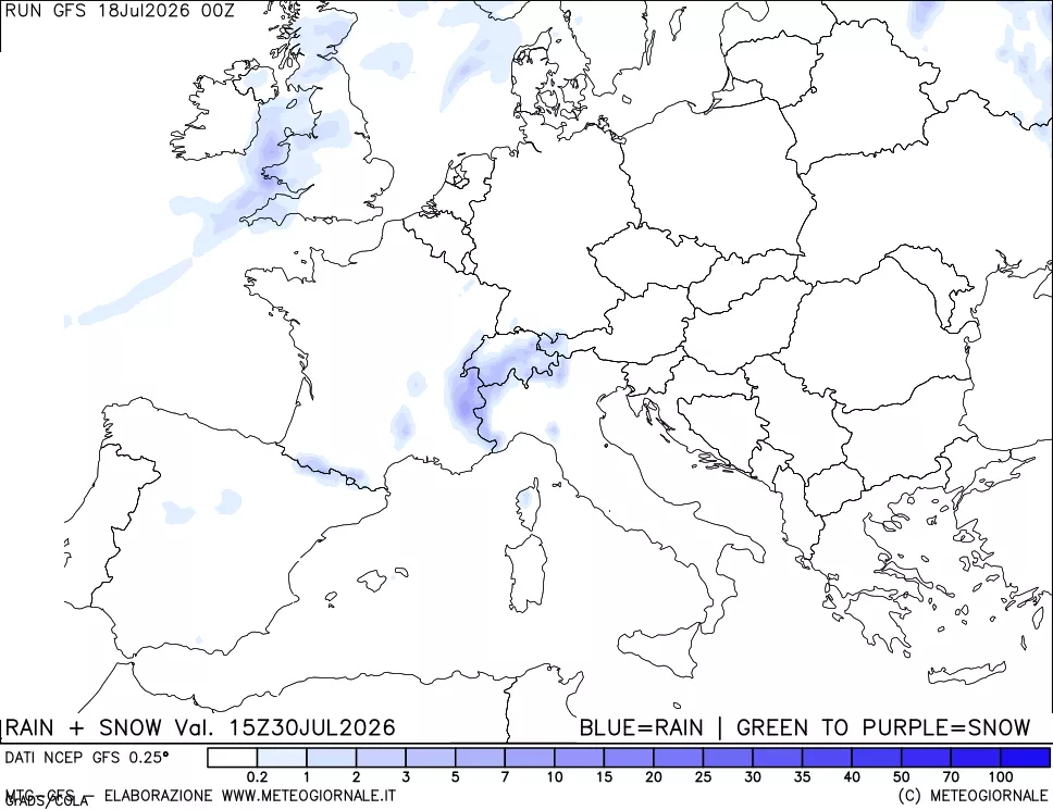 mappa Precipitazioni totali e nevose