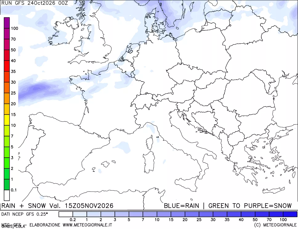 mappa Precipitazioni totali e nevose