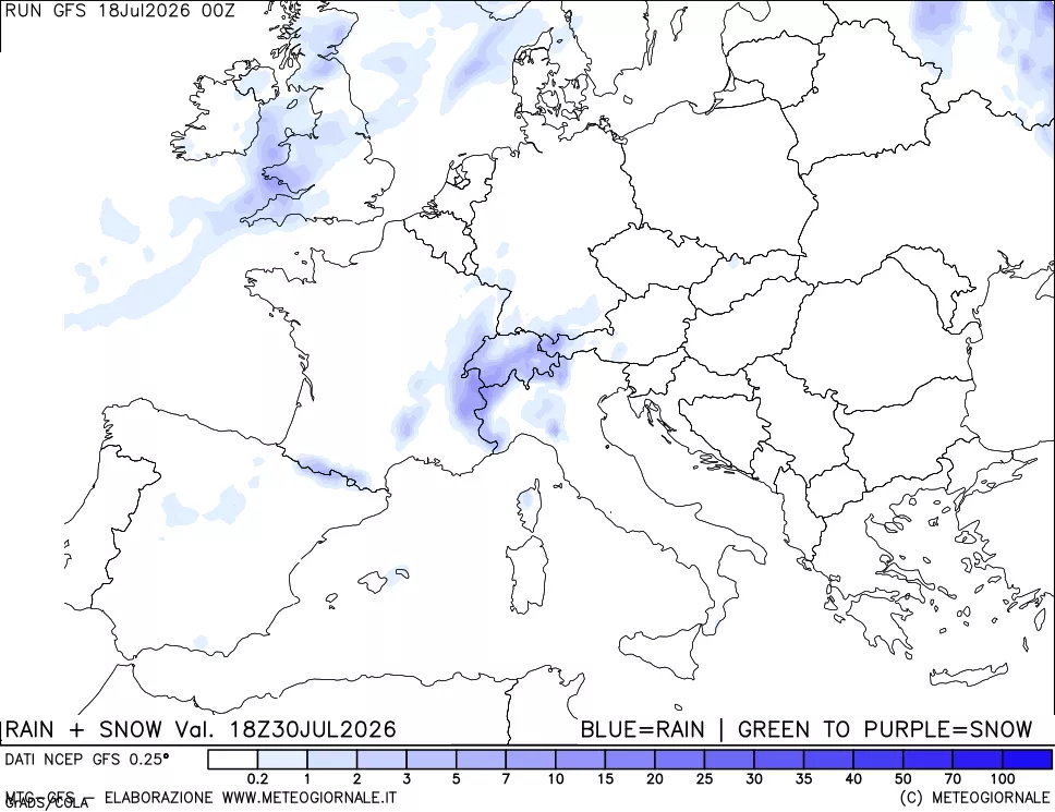 mappa Precipitazioni totali e nevose