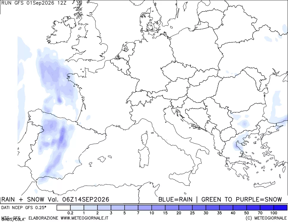 mappa Precipitazioni totali e nevose