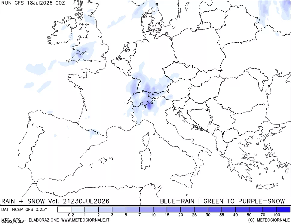 mappa Precipitazioni totali e nevose