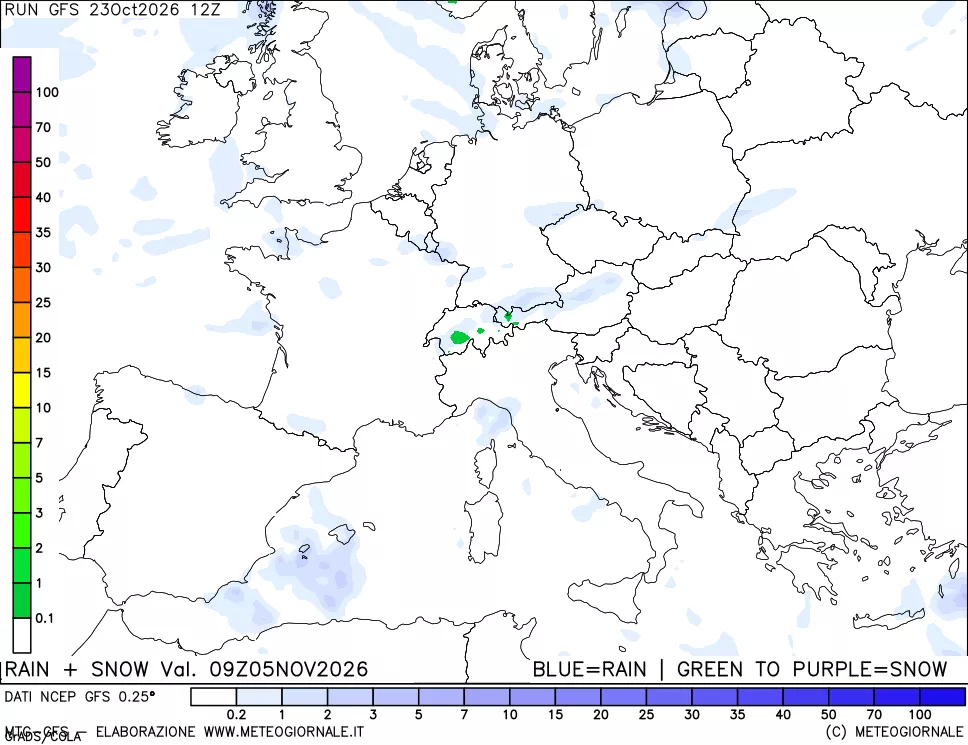 mappa Precipitazioni totali e nevose