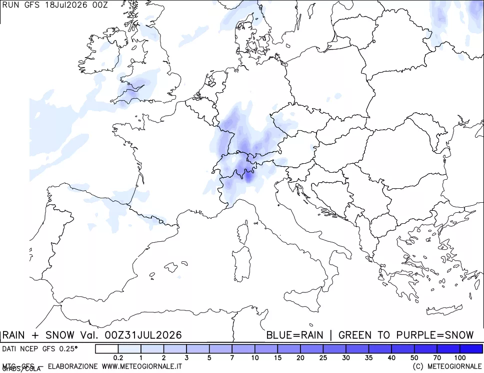 mappa Precipitazioni totali e nevose