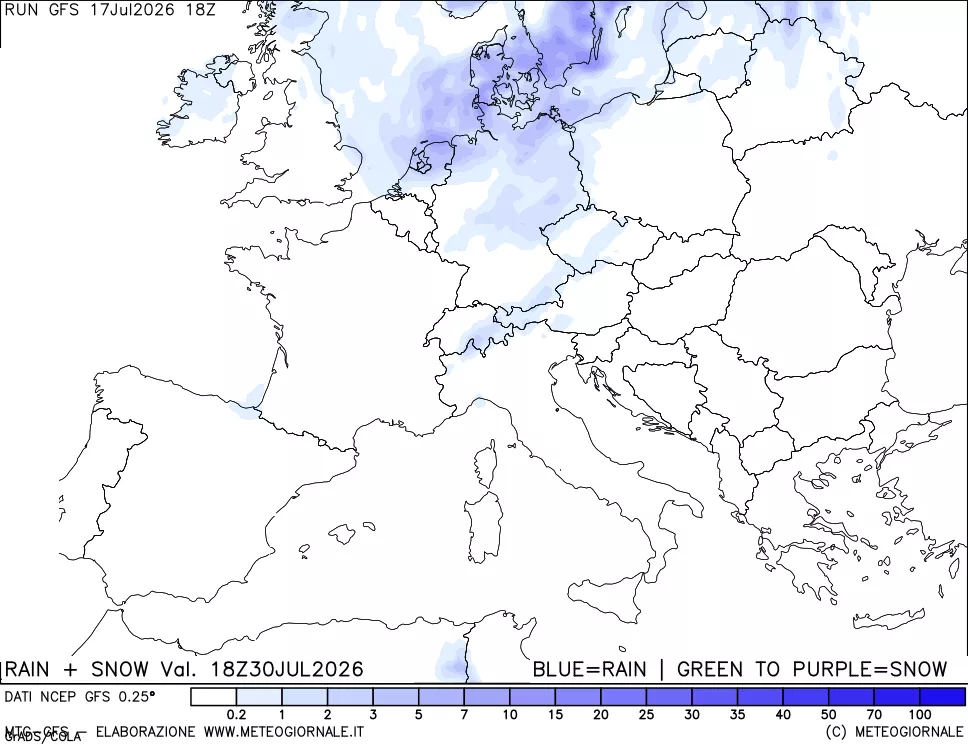 mappa Precipitazioni totali e nevose