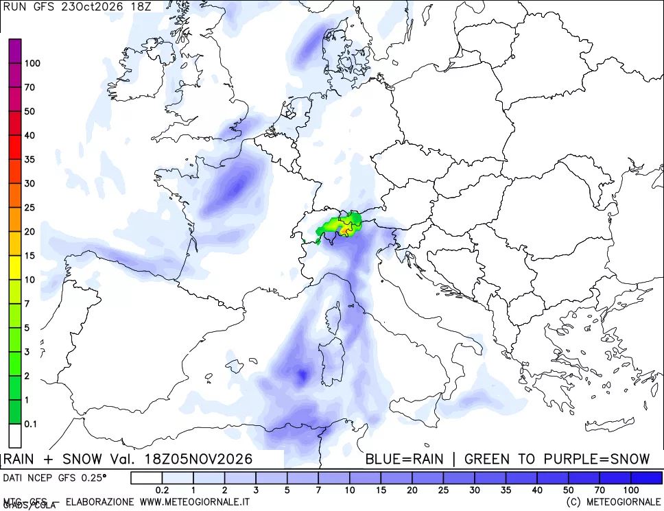 mappa Precipitazioni totali e nevose