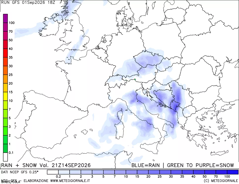 mappa Precipitazioni totali e nevose