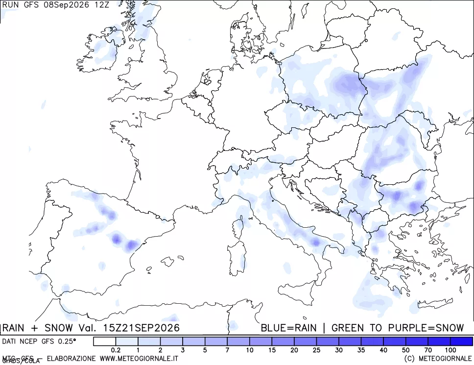 mappa Precipitazioni totali e nevose