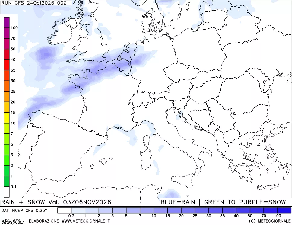 mappa Precipitazioni totali e nevose