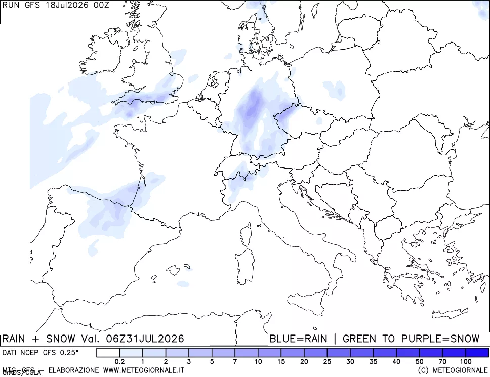 mappa Precipitazioni totali e nevose