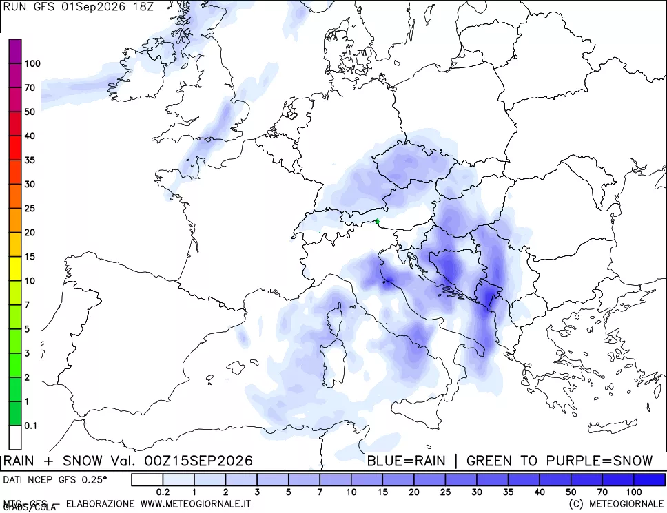mappa Precipitazioni totali e nevose
