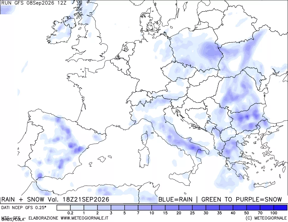 mappa Precipitazioni totali e nevose