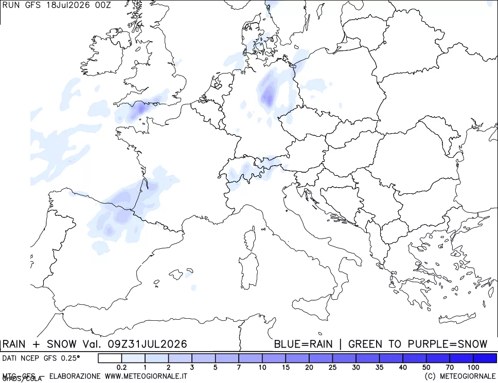 mappa Precipitazioni totali e nevose