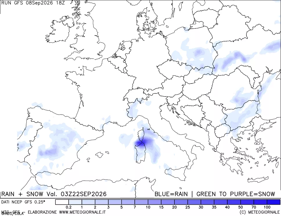 mappa Precipitazioni totali e nevose