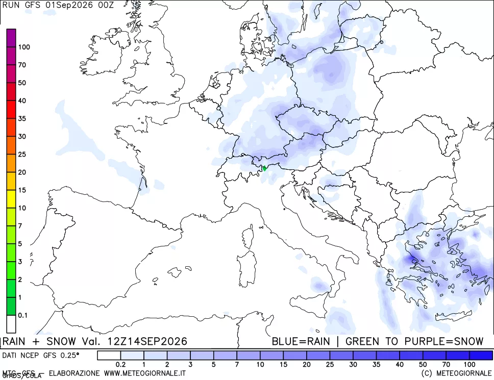 mappa Precipitazioni totali e nevose