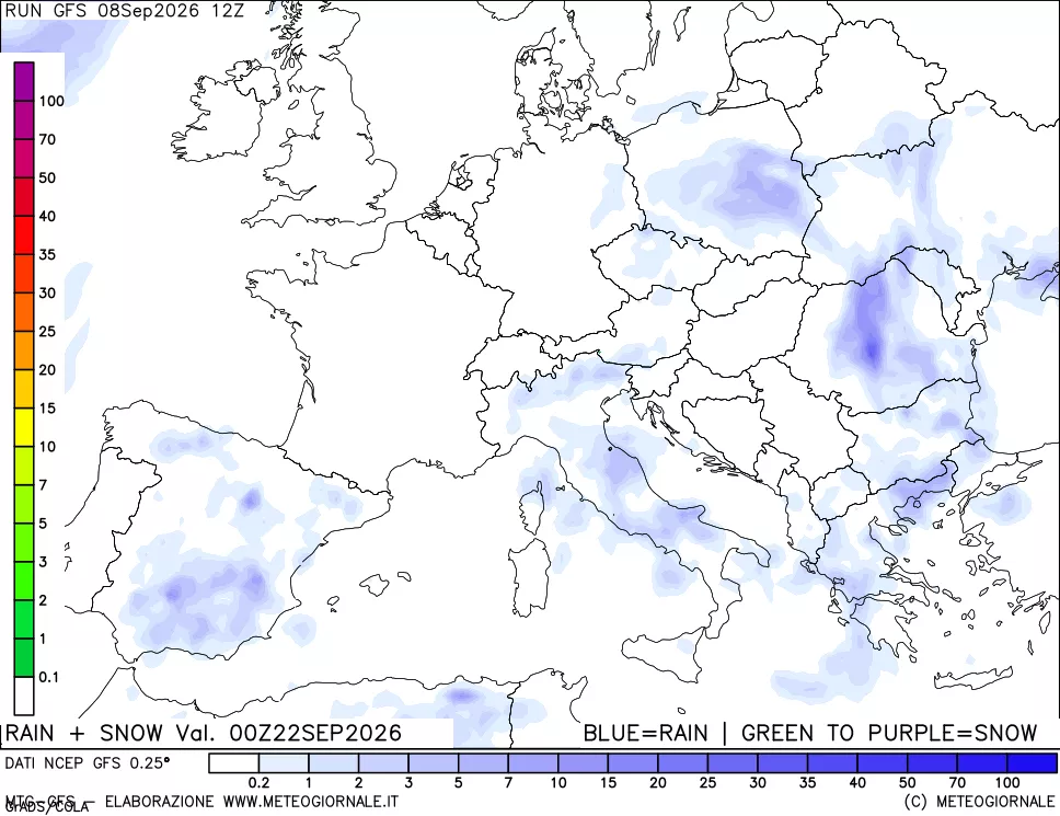 mappa Precipitazioni totali e nevose