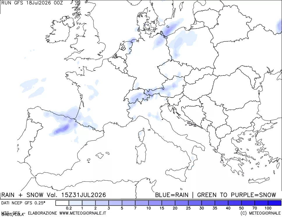 mappa Precipitazioni totali e nevose