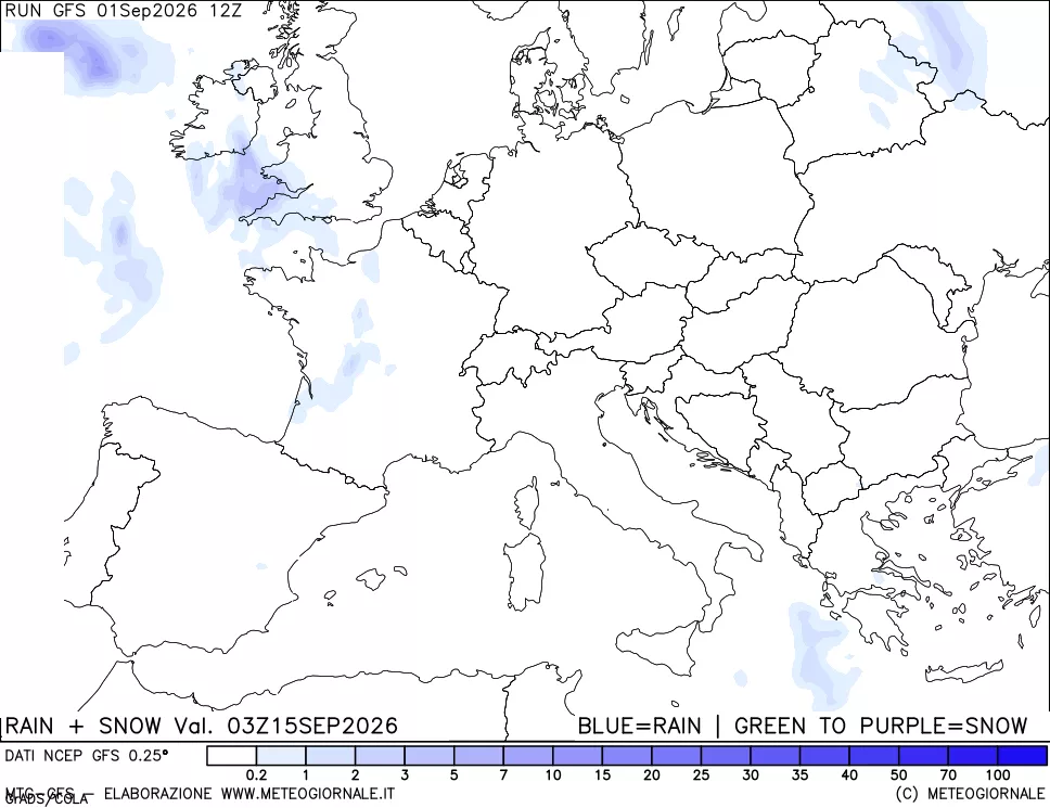 mappa Precipitazioni totali e nevose