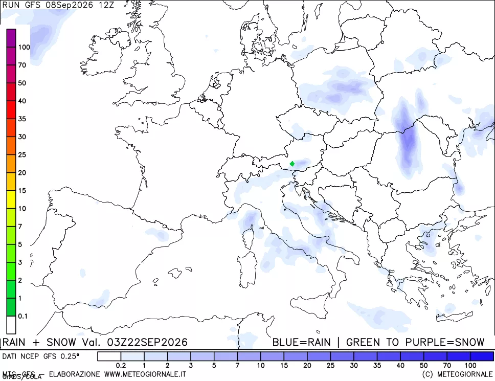 mappa Precipitazioni totali e nevose