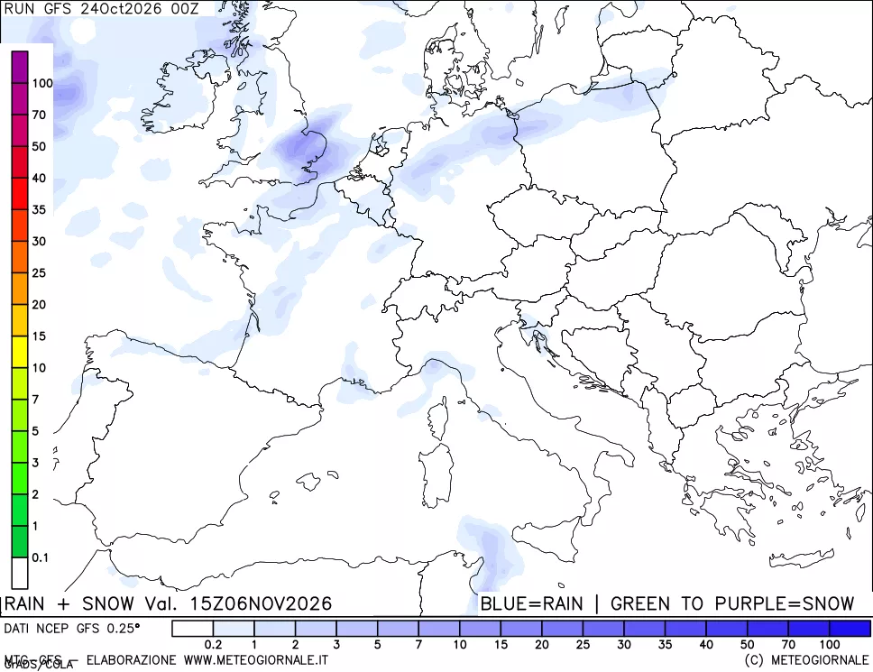 mappa Precipitazioni totali e nevose