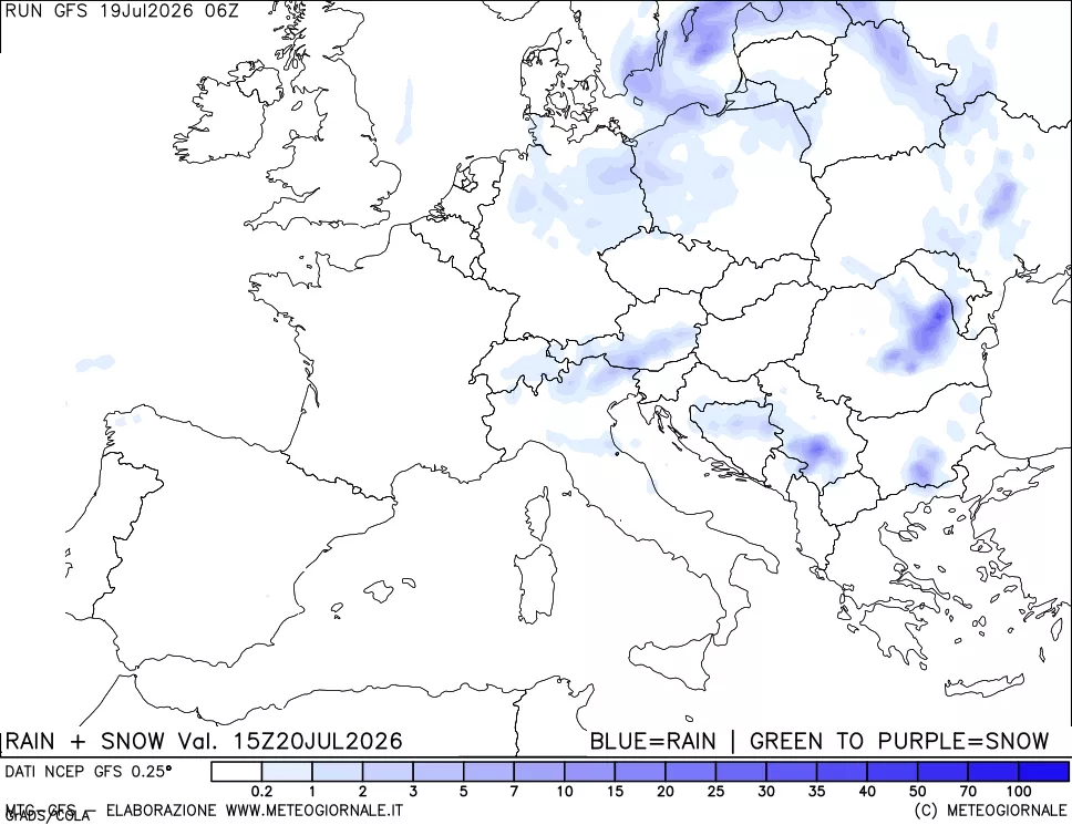mappa Precipitazioni totali e nevose