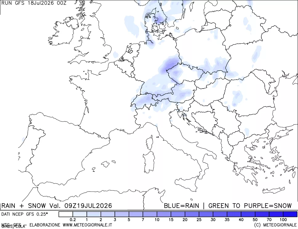 mappa Precipitazioni totali e nevose