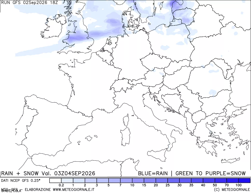 mappa Precipitazioni totali e nevose