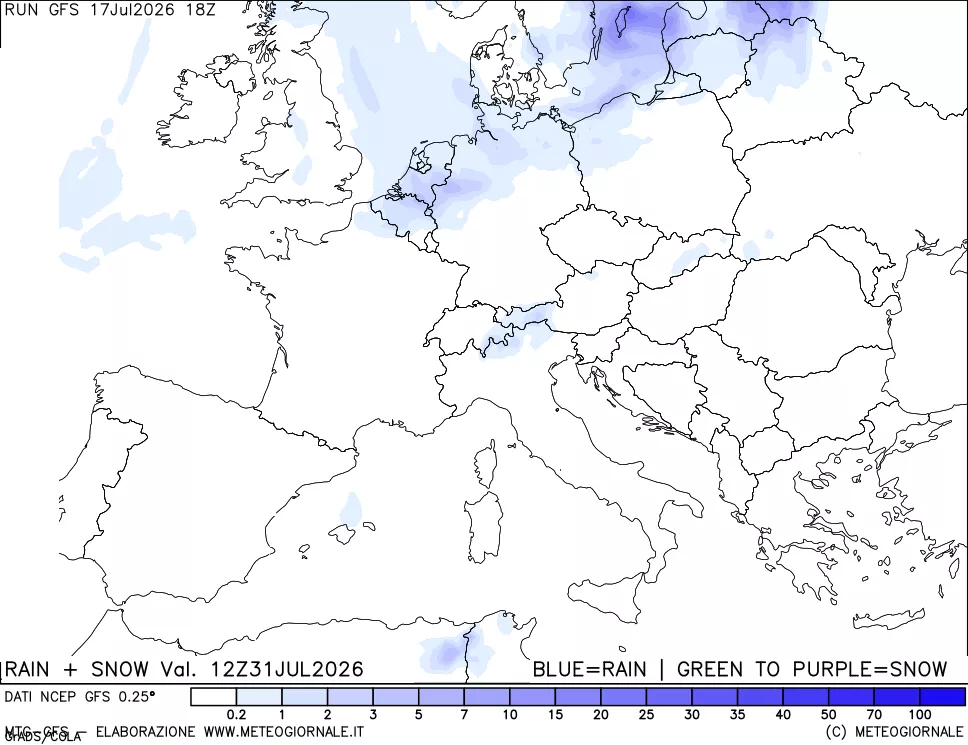 mappa Precipitazioni totali e nevose