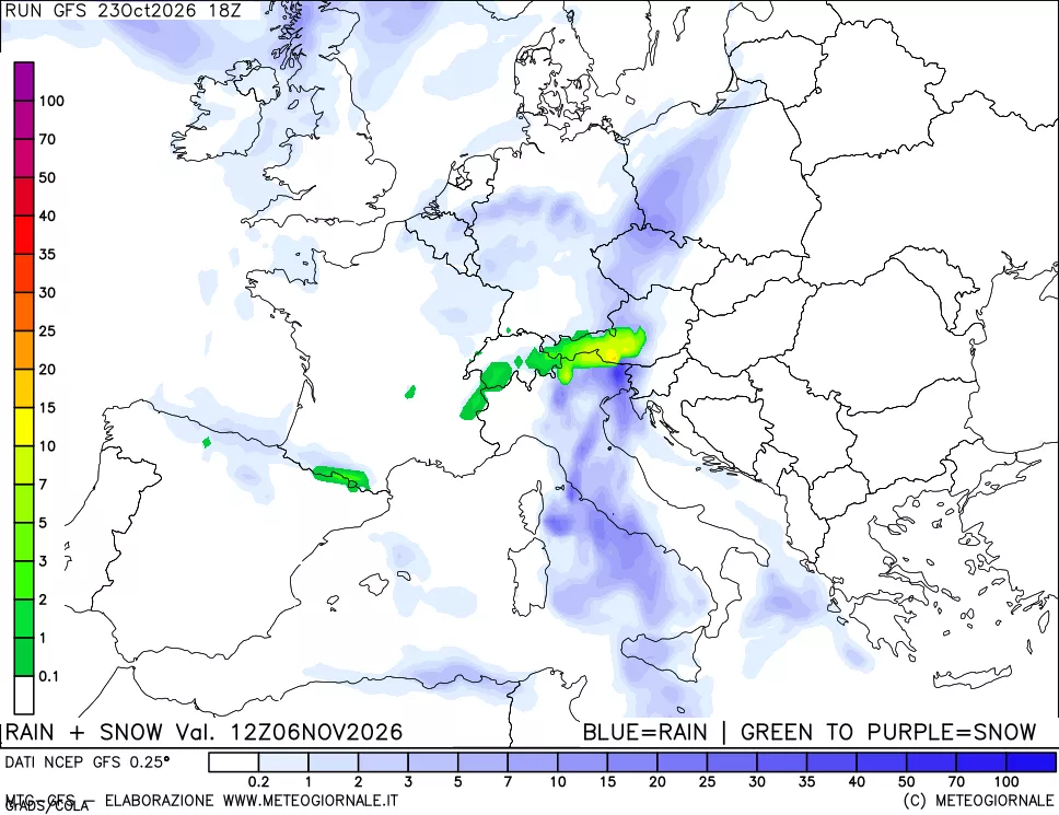 mappa Precipitazioni totali e nevose
