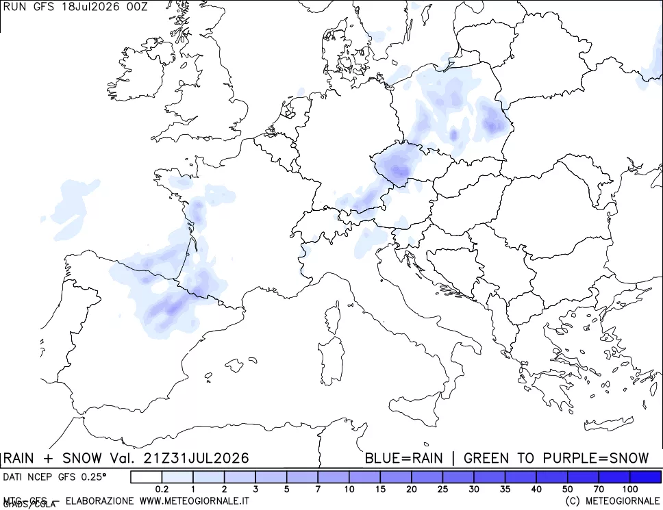 mappa Precipitazioni totali e nevose