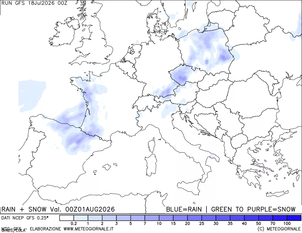 mappa Precipitazioni totali e nevose