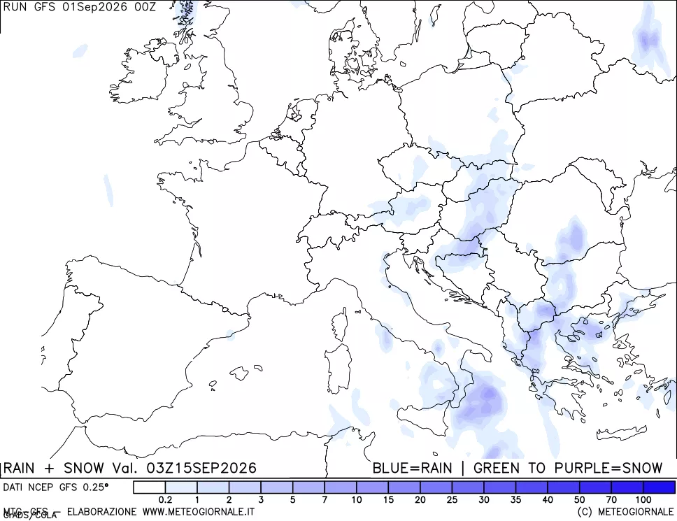 mappa Precipitazioni totali e nevose